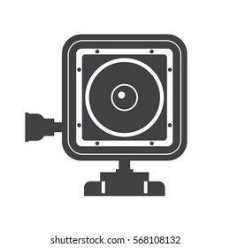 Action camera vector icon. Extreme camera illustration in outline design. Motion cam silhouette isolated on white background.