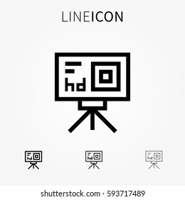 Action camera vector icon. Extreme sport video equipment line art pictogram.
