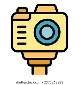 Action camera video icon outline vector. Profit data. Money digital color flat