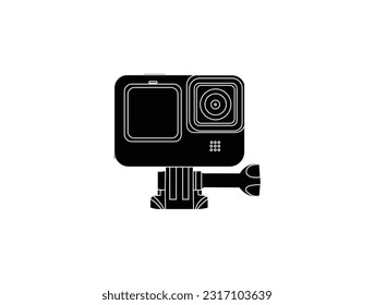 Action camera in waterproof box isolated on white background. Action cam. Gear for filming extreme sports. Realistic vector image isolated on white background.
