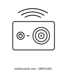 Action camera wireless wifi connection. Linear icon. Thin line illustration. Contour symbol. Vector isolated outline drawing