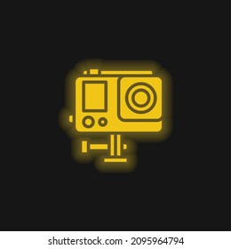 Action Camera yellow glowing neon icon