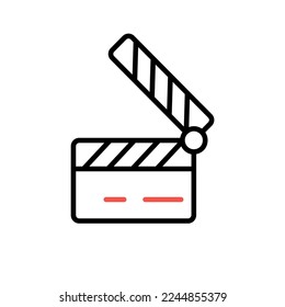 Action Clapper icon. Outline style icon design isolated on white background