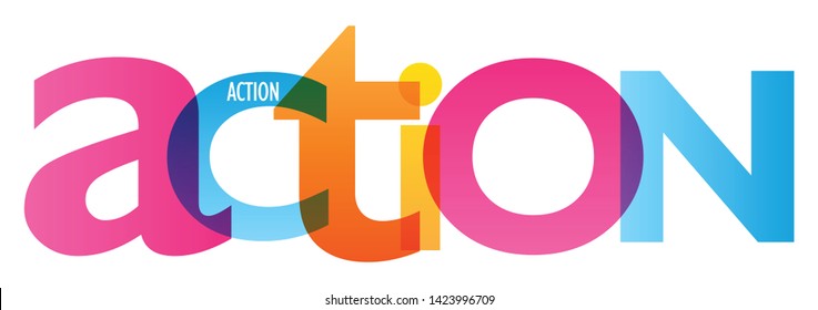 ACTION colorful vector concept word typography banner