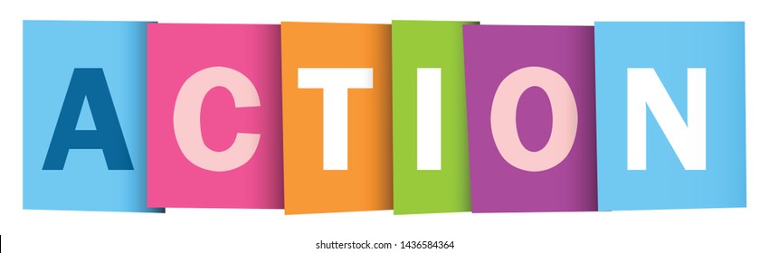 ACTION colorful vector concept word typography