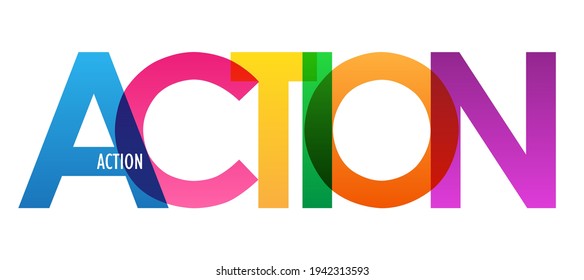 ACTION colorful vector typography banner isolated on white background