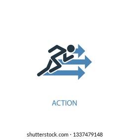 action concept 2 colored icon. Simple blue element illustration. action concept symbol design. Can be used for web and mobile UI/UX