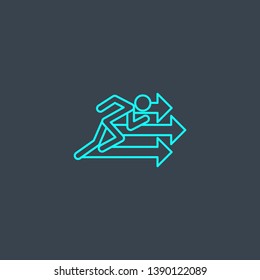 action concept blue line icon. Simple thin element on dark background. action concept outline symbol design. Can be used for web and mobile UI/UX