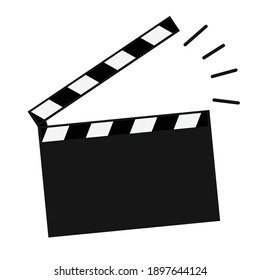 action concept, clapperboard opened, board clap, movie making equipment, vector illustration