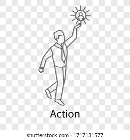 action concept on transparency background. Creative idea design. Flat vector illustration for template, brochure or presentation.