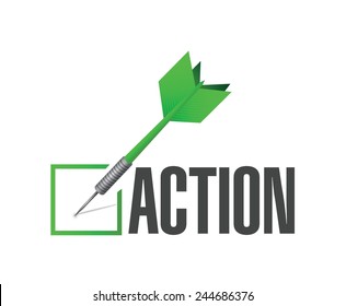 action dart check list illustration design over a white background