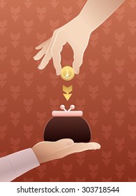 The Action of Donation. Vector illustration on the subject of payments or donations.