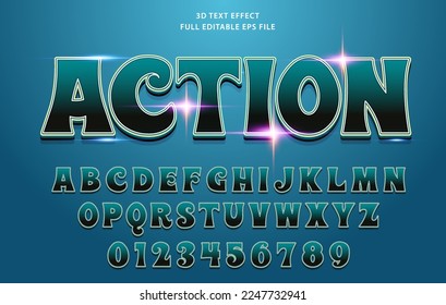 Action Editable 3d text effect, 3d text style, 3d font style, editable font effect