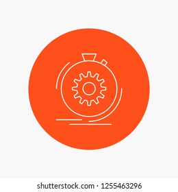 Action, fast, performance, process, speed White Line Icon in Circle background. vector icon illustration