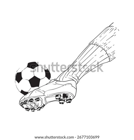 The action of the foot kicking the ball