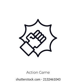 Action Game icon. Outline style icon design isolated on white background