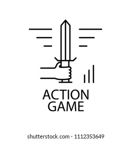 action game outline icon. Element of gaming outline icon for mobile concept and web apps. Thin line action game outline icon can be used for web and mobile on white background
