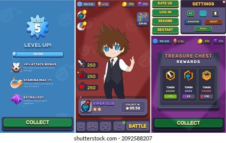 Action Game Ui Kit incluye menús, elementos emergentes, pantallas y juegos 