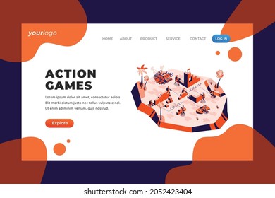 Action Games - Vector Landing Page