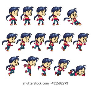 Action Girl Game Sprites.
Action Girl game sprites for side scrolling action adventure endless runner 2D mobile game.
