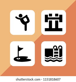action icon. 4 action set with ballet, golf, swimming pool and sports and competition vector icons for web and mobile app