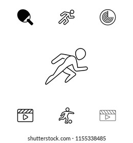 Action icon. collection of 7 action filled and outline icons such as radar, ping pong racket, movie clapper, running. editable action icons for web and mobile.