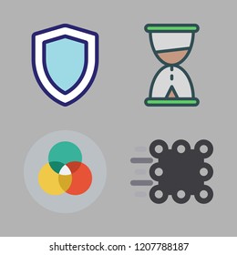 action icon set. vector set about video camera icon, match moving, hourglass and rgb icons set.