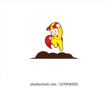 Action icon of super hero cartoon child vector illustration