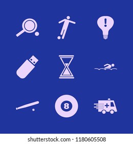 action icon. action vector icons set hourglass, football player, baseball and billiard ball
