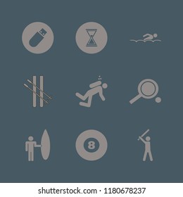 action icon. action vector icons set swimming, skiing, flash driver and ping pong
