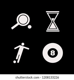 action icon. action vector icons set hourglass, football player, billiard ball and ping pong