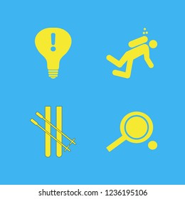 action icon. action vector icons set diver, attention sign bulb, ping pong and skiing