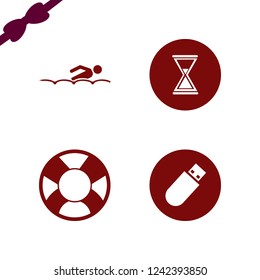 action icon. action vector icons set flash driver, lifebuoy, swimming and hourglass