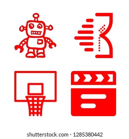action icons set with hourglass, clapper and robot hand drawn toy vector set