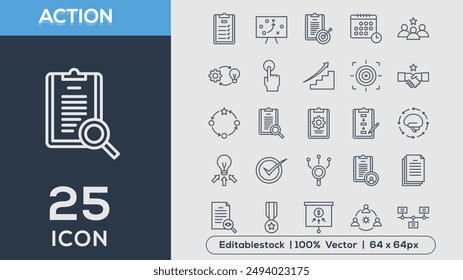 ACTION line icons collection Vector illustrator