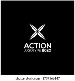 Diseño del logotipo de acción e icono X