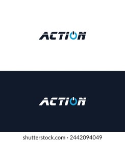 action logo, action lettering typography, "ON" typography, action word typography