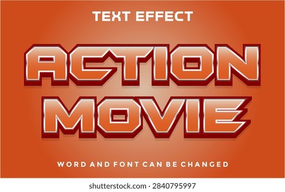 Action Movie 3D Text Effect with Bold Red Orange Gradient Typography and Dynamic Cinematic Style