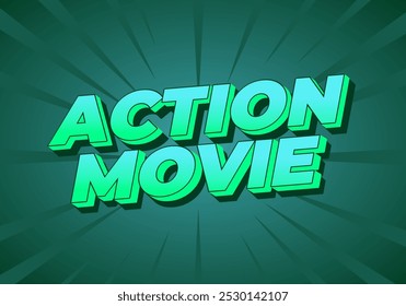 Action movie. Text effect design in 3D look with modern colors