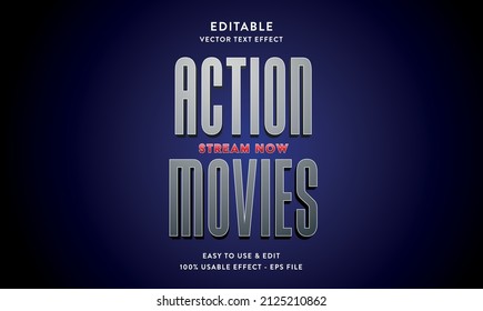 action movies editable text effect template with abstract style use for business brand and store campaign 