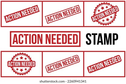 Action Needed Rubber Stamp Set Vector