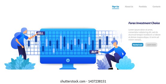 action on a financial investment buy sell or loss profits is risk in stock forex investment decisions. flat illustration concept  
