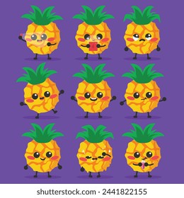 action packed and adorable pineapple character set pack