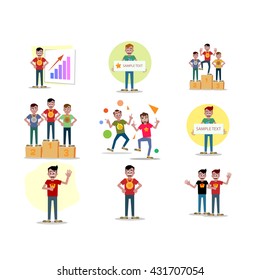 Action people set in t-shirt in move