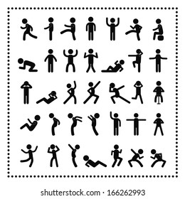  action people symbol set on white background 