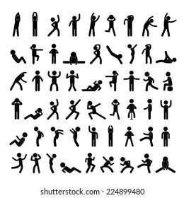  action people symbol set on white background 