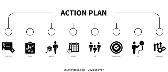 Action plan banner web icon vector illustration concept