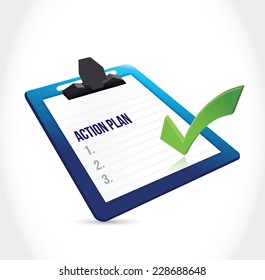 Action Plan Clipboard Illustration Design Over A White Background