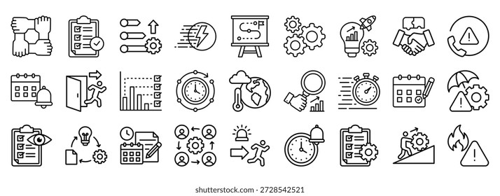 Action Plan icon collection. Containing design strategy, plan, business, success, management