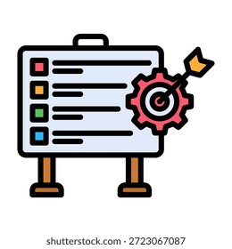 Ícone do plano de ação Ilustração de vetor de design de cor linear
